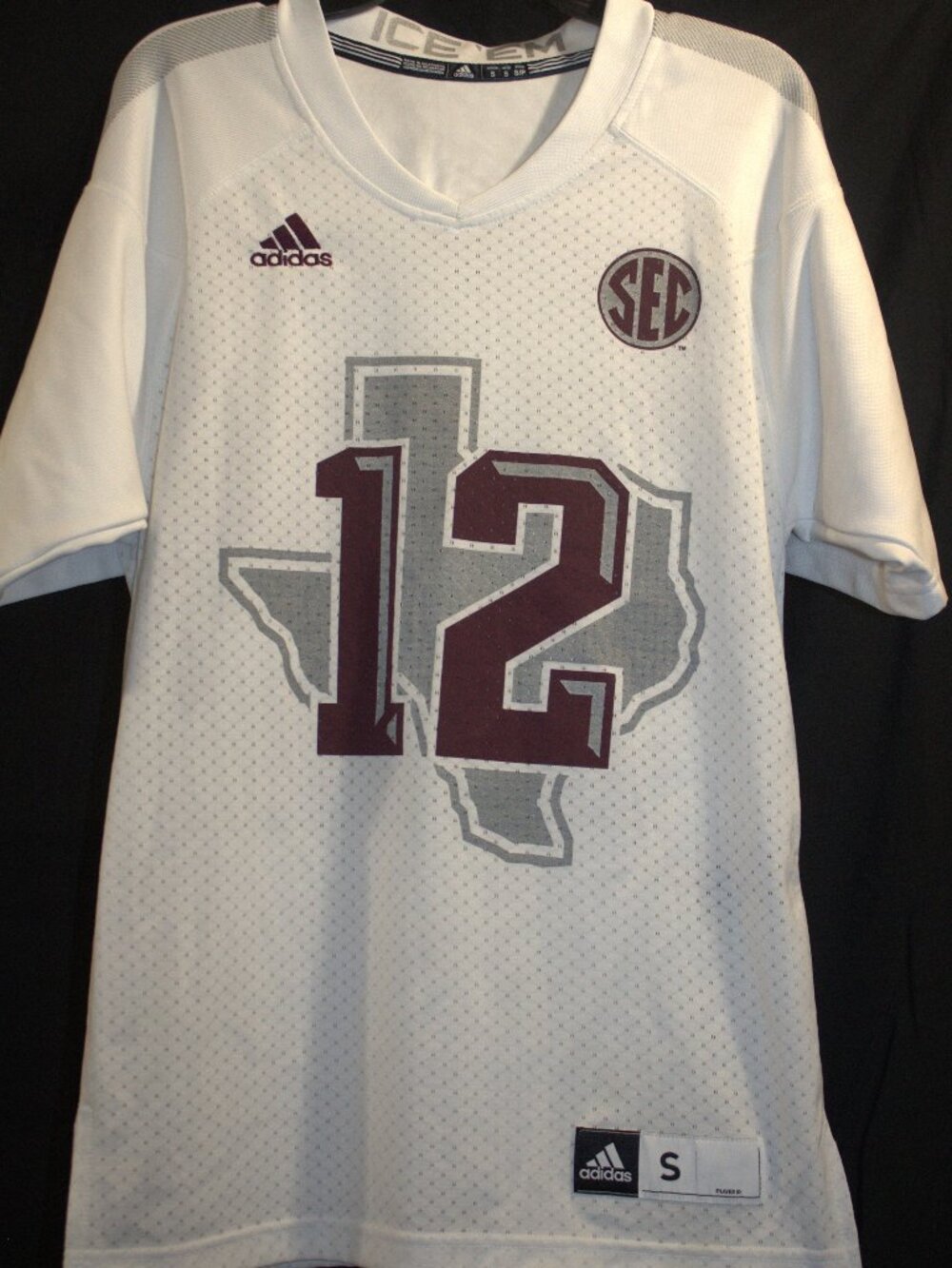 Adidas Texas A&M Aggies #12 12th Man SEC Iced Out White Football Jersey Small